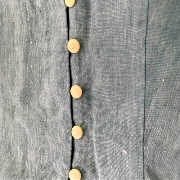 Vintage Country Road Pastel Blue Linen Blouse - Picture 5 of 8